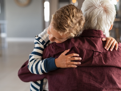 Caregiver holding young child